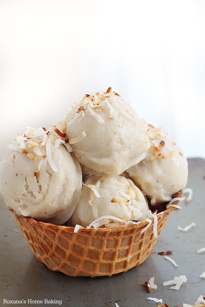 The ultimate guilt-free frozen ice cream made with only two ingredients - roasted bananas and coconut milk!!